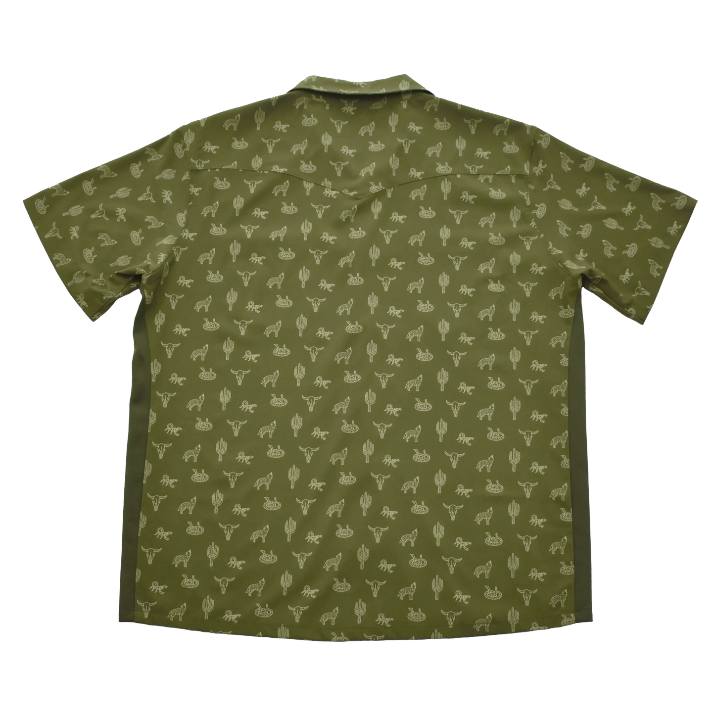 Back of the Badland Breeze shirt in moss