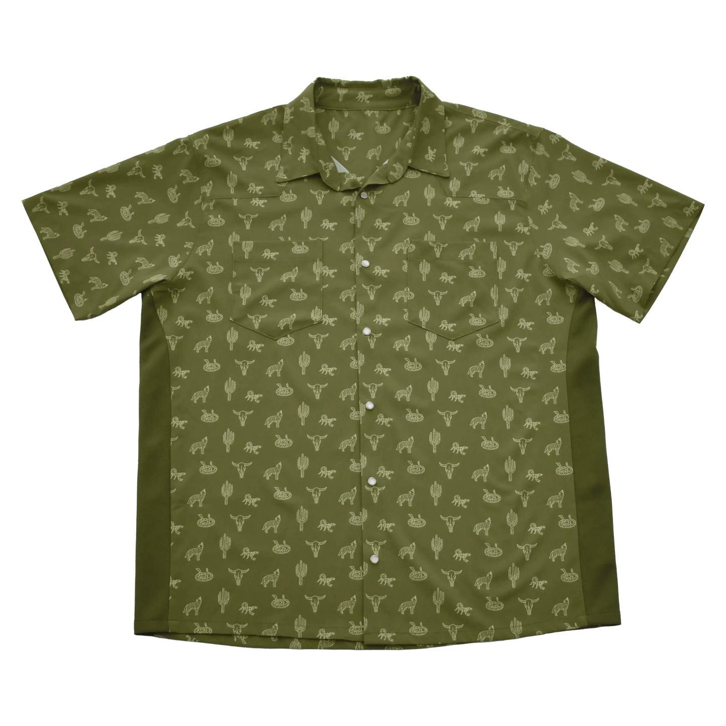 Front of the Badland Breeze shirt in moss